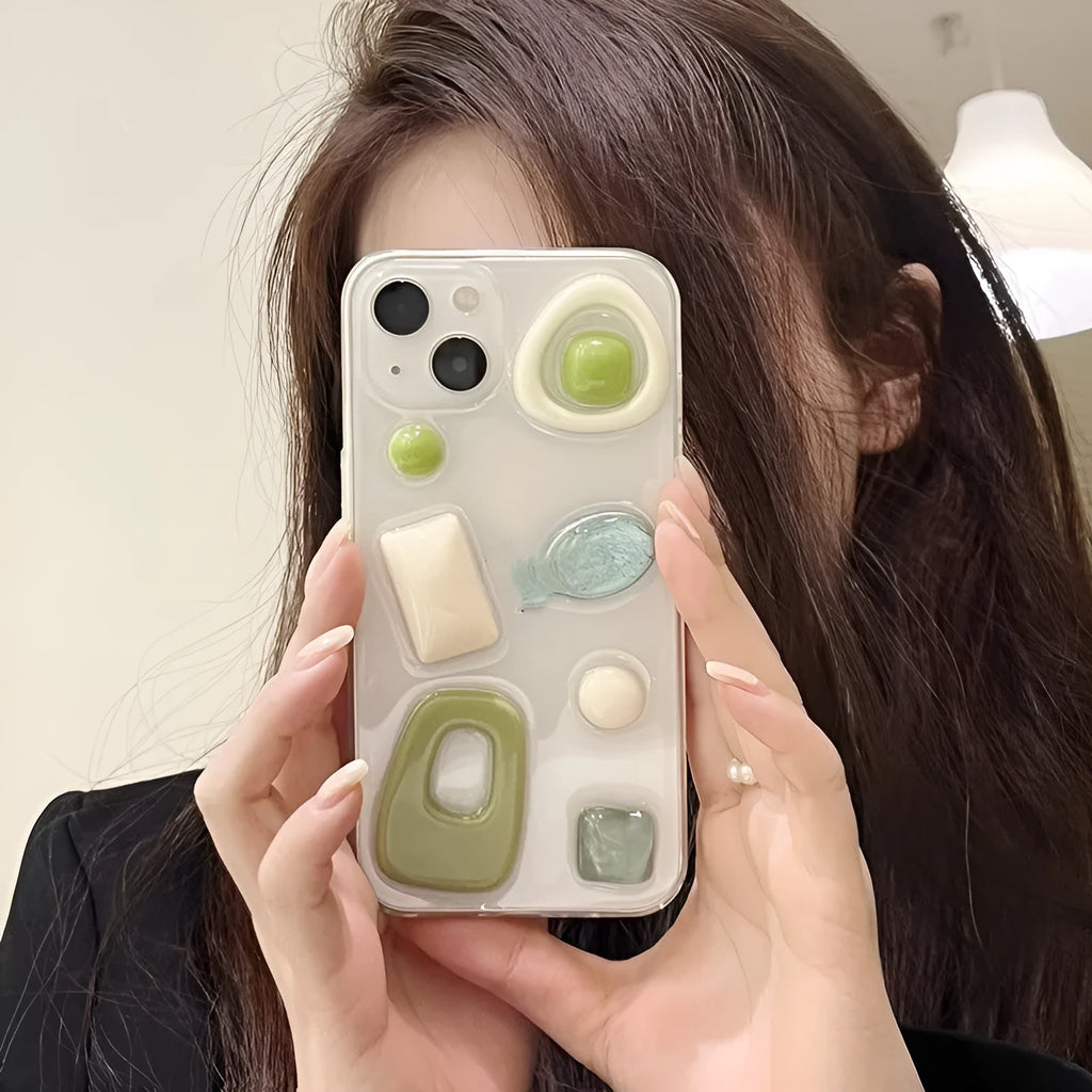 Solid avocado green dripping glue phone case for iPhone 15 14 13 12 11 Pro Max Plus Mini SE
