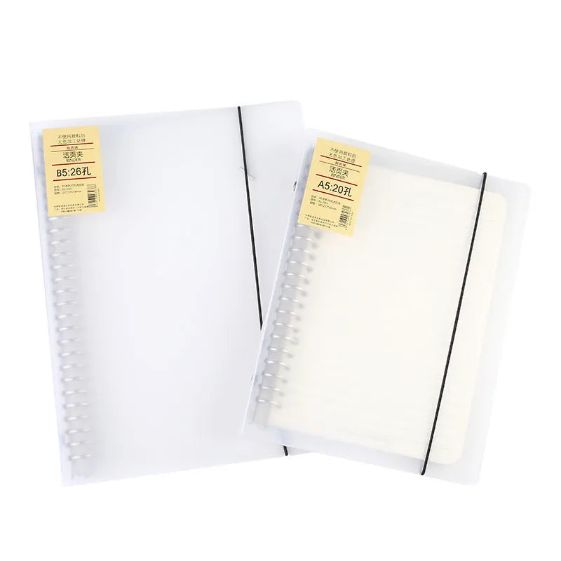A5 26-hole horizontal line binder notebook with PP matte cover for loose-leaf paper organisation