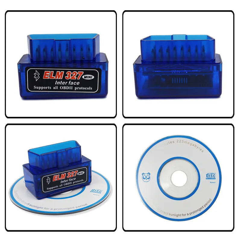Mini Bluetooth OBD2 ELM327 car diagnostic scanner with 5.1 connectivity.