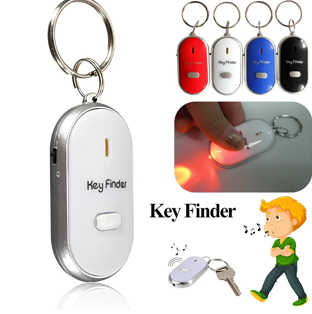 Black whistle key finder device, 5.5 cm size, ABS build for 8-10m lost key detection