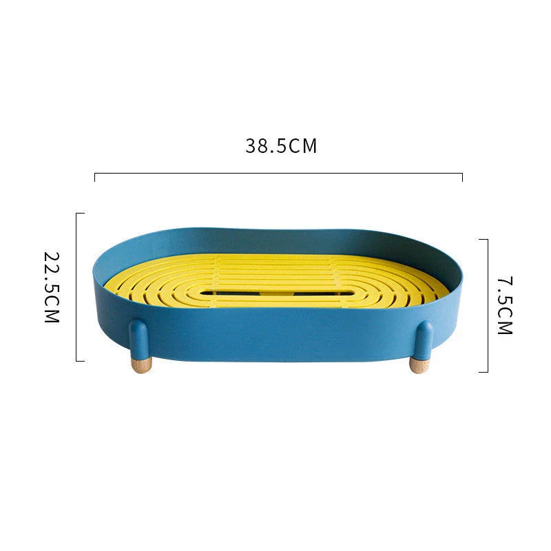 Nordic simple style drain tea tray storage rack in pure blue and fresh green