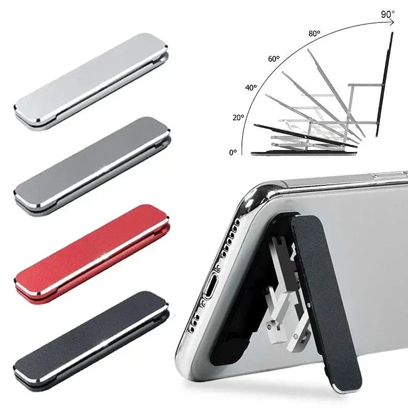Portable aluminium alloy universal phone holder with folding design for hands-free use