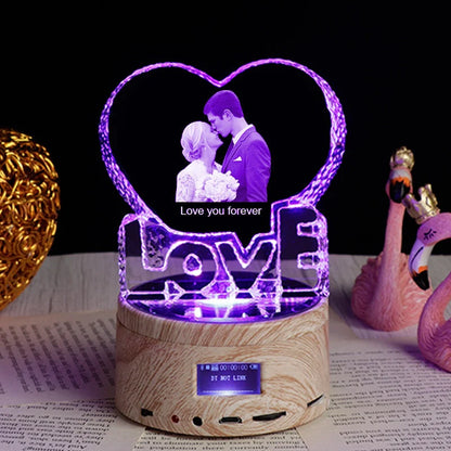 Personalised crystal photo night lamp with Bluetooth and colour changing features