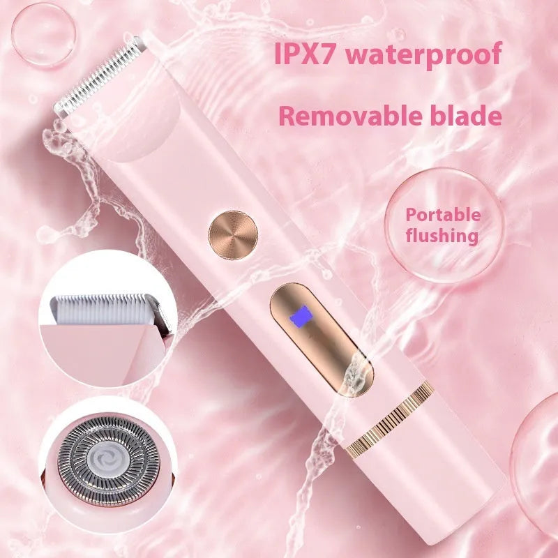 Double-headed electric lady shaver for armpit and whole body with dual motor and IPX6 waterproof, purple display model