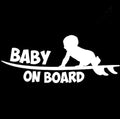 Baby on board car sticker in PET reflective material, 19x8cm, black colour, on car window