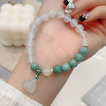 Women's retro Chinese style agate lotus seedpod bracelet with burgundy red 8mm beads