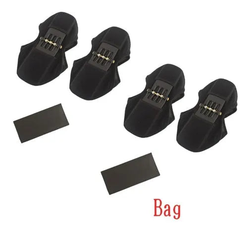 Adjustable spring knee brace support for mountaineering and sports activities.