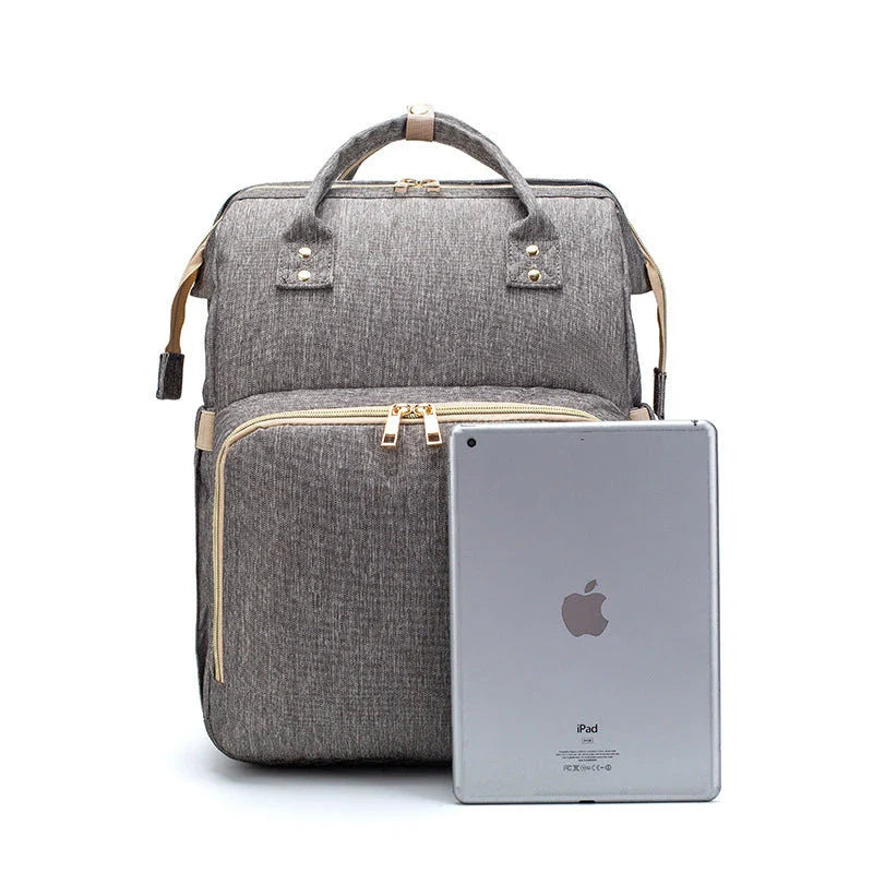 USB charging mommy bed backpack with foldable design and large capacity