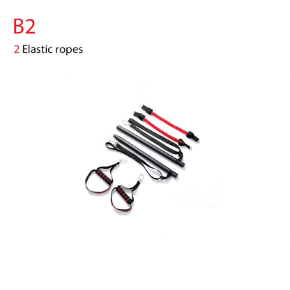 Body workout trainer bar with 100cm pole, adjustable emulsion resistance bands and rubber buckles for home strength exercises