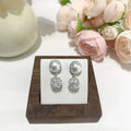Micro inlaid square diamond pearl stud earrings for women in gold finish