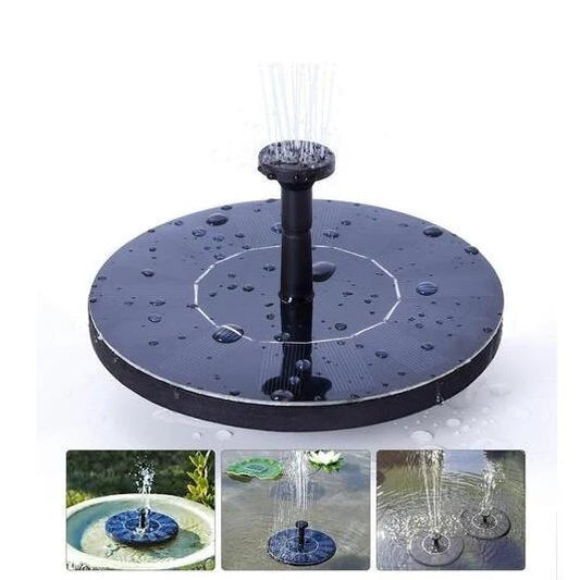 Solar Water Mercury Garden Miniature Floating Fountain with adjustable sprays in a garden setting