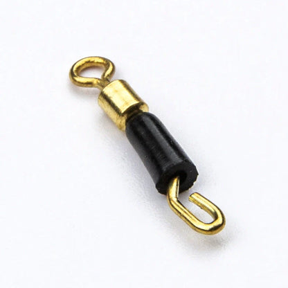 Silicone-coated wire clip swivel pin fishing accessory showing rotation mechanism and fishhook attachment point