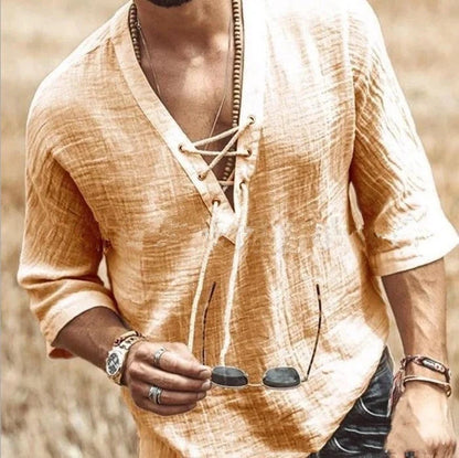 Lace Up Corn Mid Sleeved T-shirt in various colours and sizes