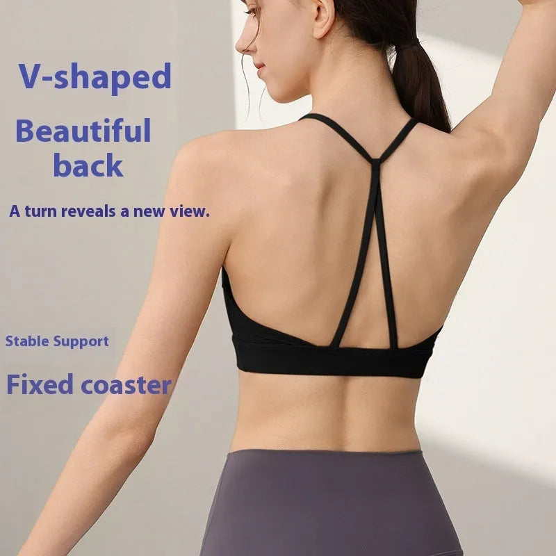 Women's nylon sports vest with fixed double-shoulder straps in green tea green colour