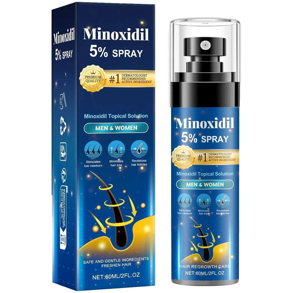 White bottle of hair thinning relief moisturising spray 60ml on clean background