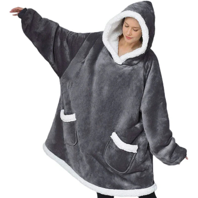 Cozy TV Hoodie Blanket in Variety of Colors - Plush Polyester Pullover with Front Pockets for Relaxation and Comfort