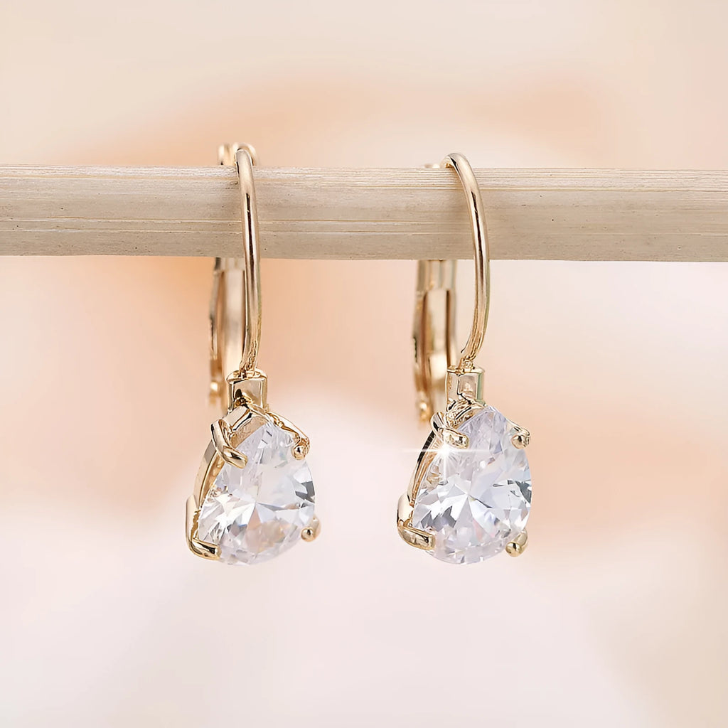 Women's drop-shaped copper earrings with gold or platinum plating options