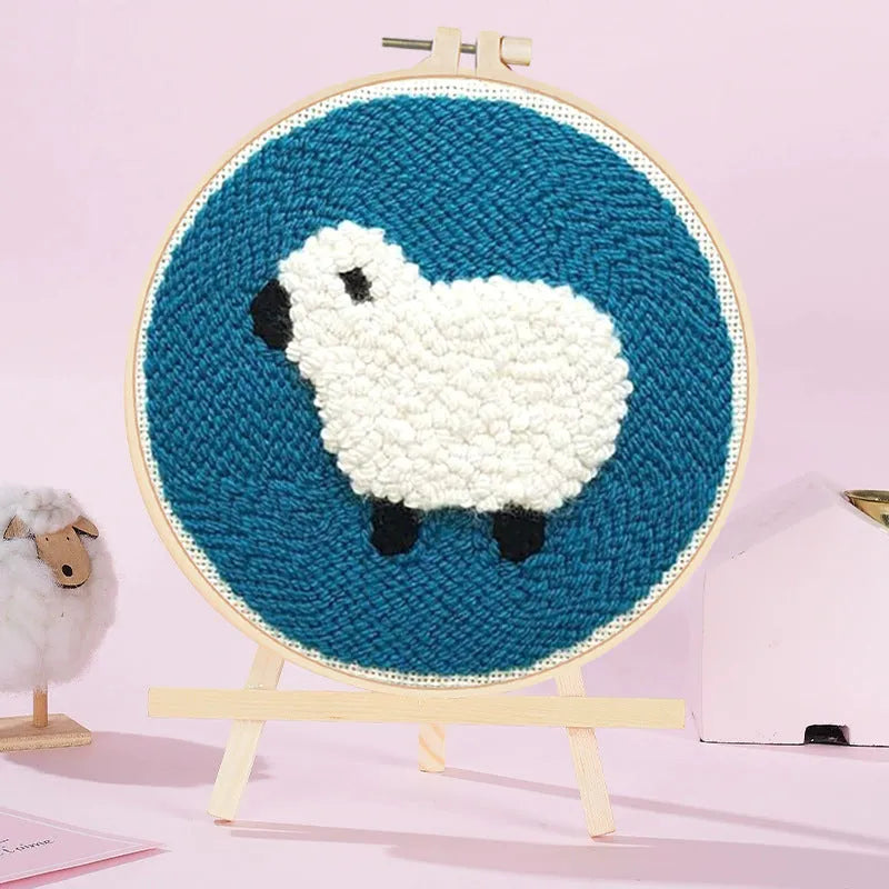 Poke embroidery handmade kit with white fabric and Chinese-style pattern
