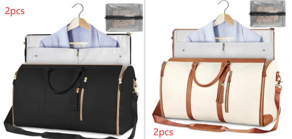 Spacious Travel Duffle Bag: Versatile Women's Handbag with Foldable Suit Compartment and Waterproof Design