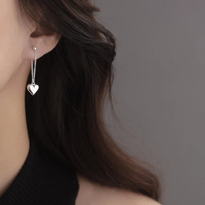 Geometric silver chain stud earrings for women with a modern design