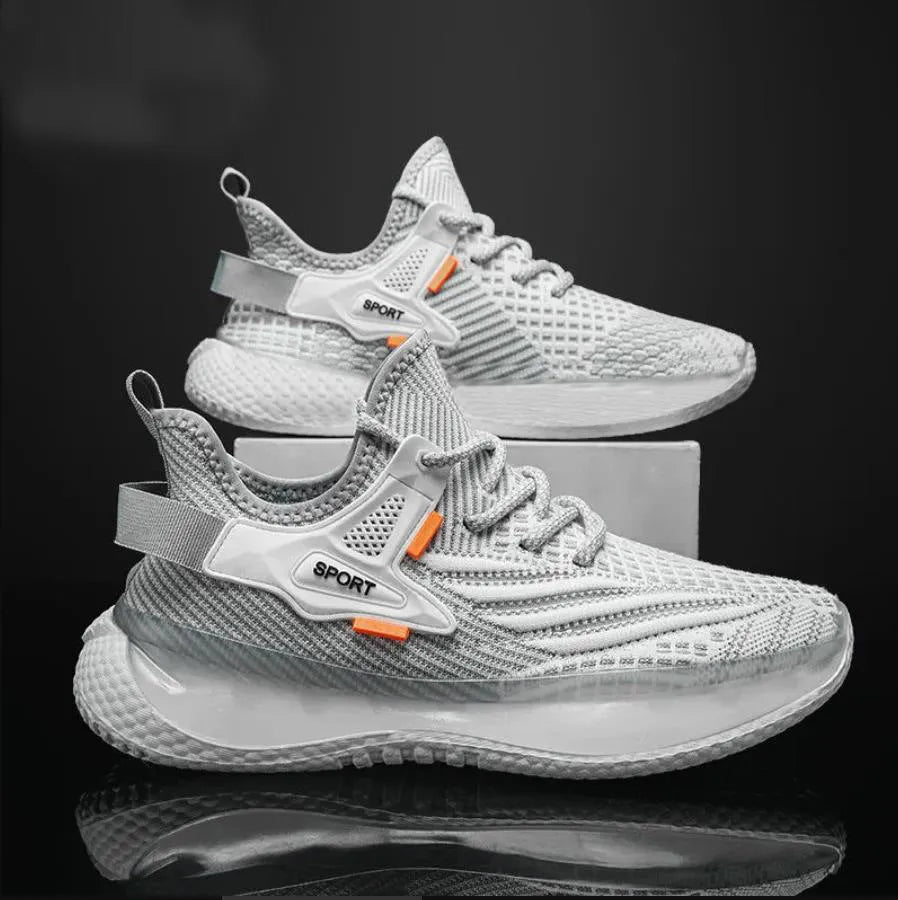Men's woven mesh platform sneakers with round toe and front lace-up fastening in multiple colour options
