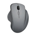 Black or grey wireless laptop mouse with USB charging cable on white background