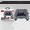 Transparent grey hard plastic game controller protection and storage case.
