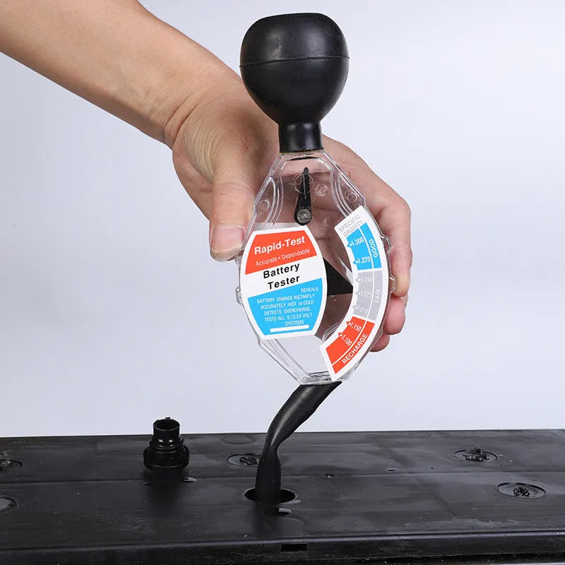 Liquid hydrometer densitometer tool for battery electrolyte testing with suction mechanism
