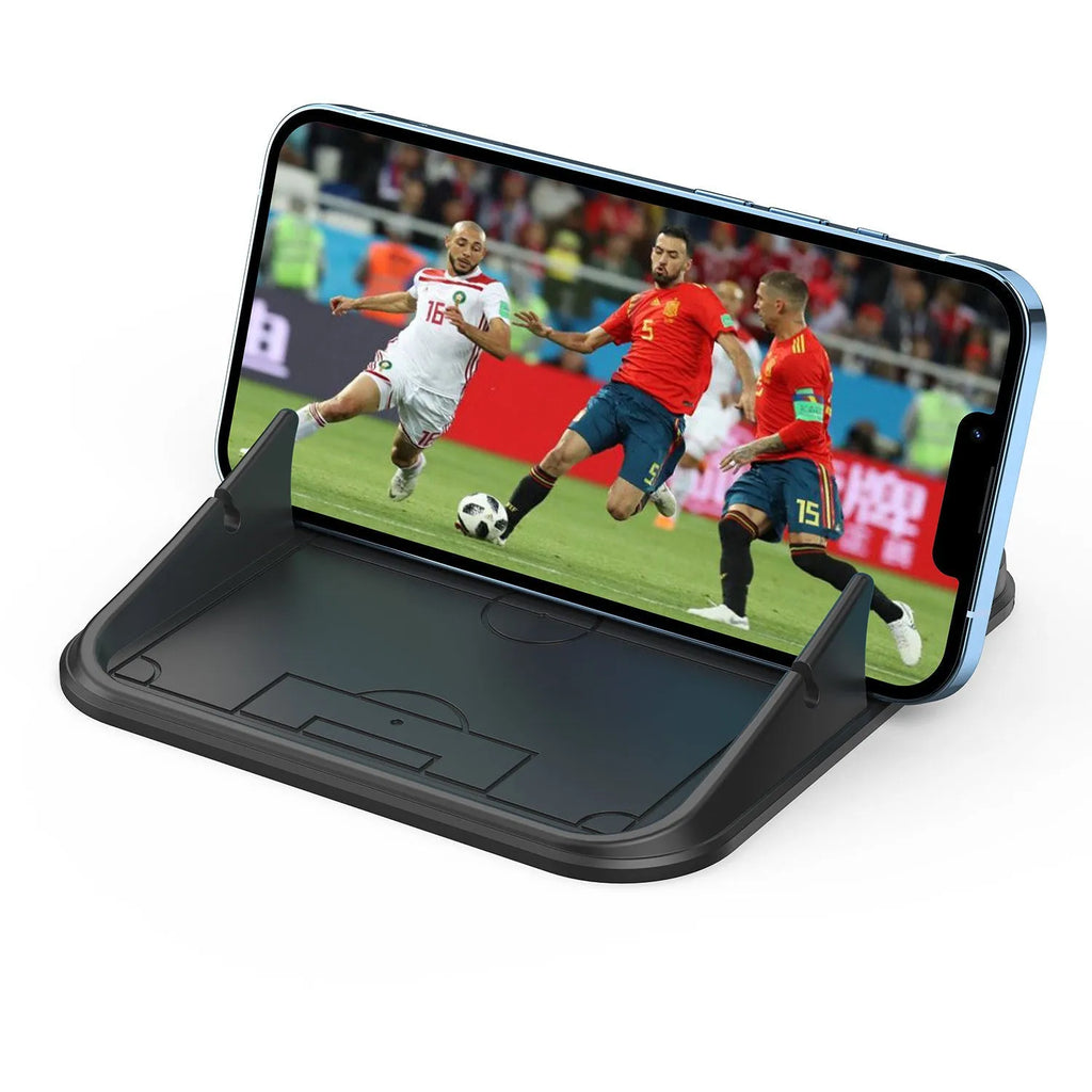 Silicone automobile phone holder with friction grip for dashboard or desktop smartphone mounting