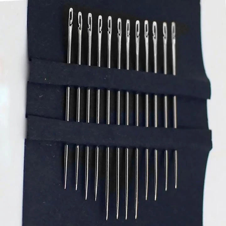 Dual-purpose blind sewing needle set for easy threading and sewing