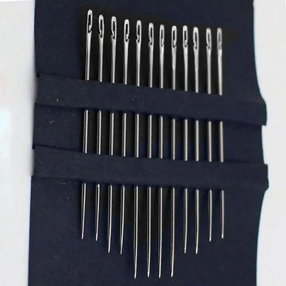 Dual-purpose blind sewing needle set for easy threading and sewing