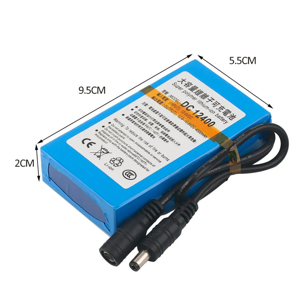 Blue rechargeable lithium battery 4000mAh Li-ion with compact rectangular shape on white background