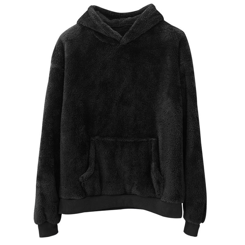 Men's double-sided velvet hooded sweater with pockets in various colours