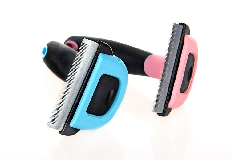 Blue and Pink Pet Hair Removal Comb for long straight hair, sizes S, M, L