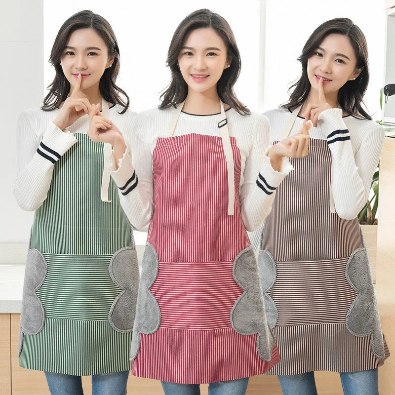 Versatile Oxford cloth apron with absorbent towel pockets, adjustable neck strap, and generous back ties - perfect for cooking, gardening, and grilling