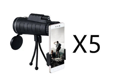 40x60 monocular telescope with compass and phone clip, compact and lightweight for outdoor use