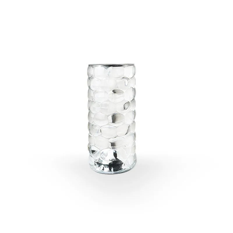 Crystal table lamp with teardrop acrylic shade showing droplet shadow effect on bedside table