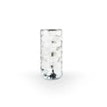 Crystal table lamp with teardrop acrylic shade showing droplet shadow effect on bedside table