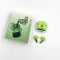 YX06 transparent TWS wireless headphones in four colours: white, black, orange, green.