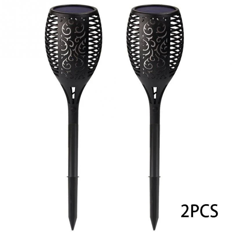 Black LED Solar Torch Light for outdoor garden decoration with automatic illumination