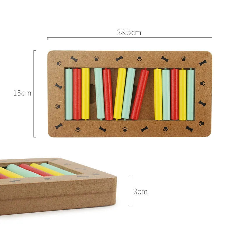 Wooden dog puzzle toy in bone style for interactive feeding and play
