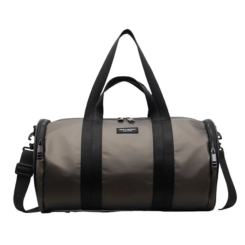 Oxford cloth waterproof sports handbag in black, dark gold or dark grey colours