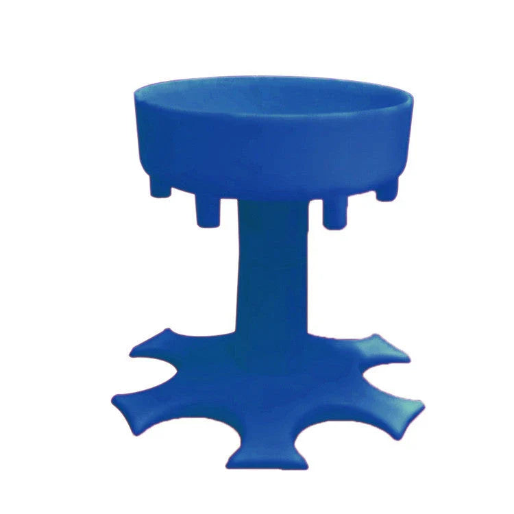 Compact 6-port wine dispenser in blue, grey, or pink, made from durable PLA material