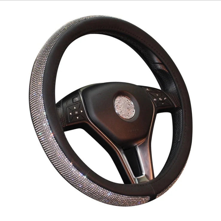 Universal car steering wheel handle set with anti-slip PU leather cover in various colours