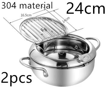 Stainless steel folding frying basket with thermometer for perfect frying