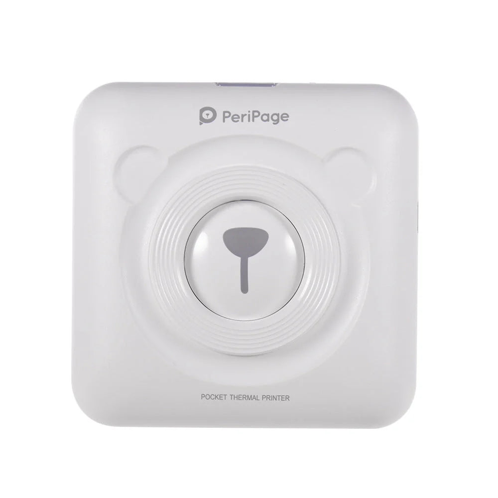 Portable handheld label mini thermal printer in white, pink, or blue