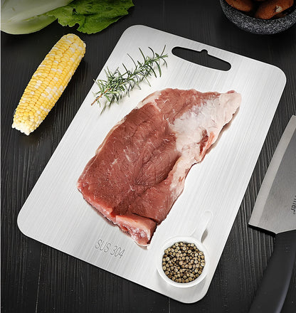 304 stainless steel cutting board, 30x46cm size with 2mm thickness, smooth hygienic surface for kitchen use
