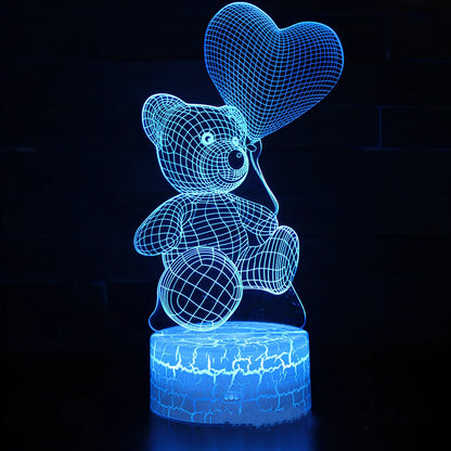 3D acrylic teddy bear LED night light with remote control and USB power cable