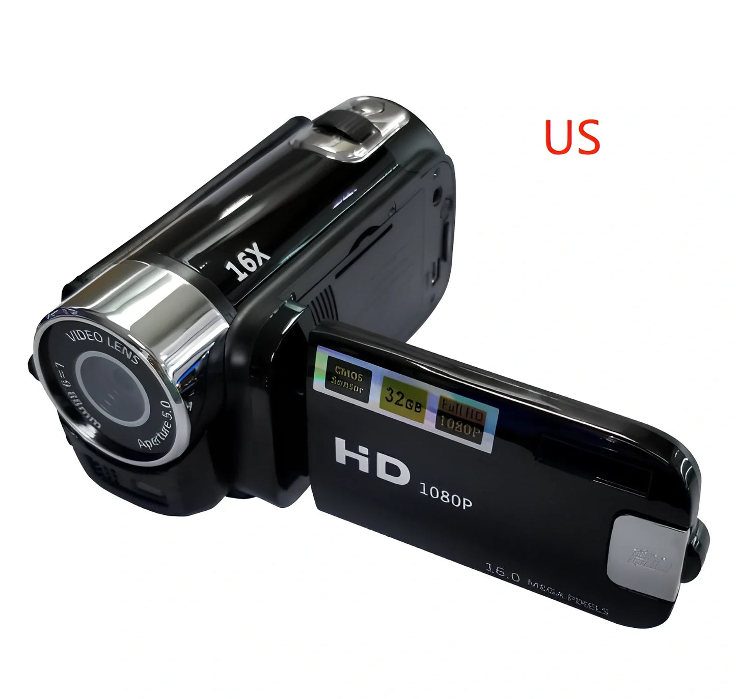 16 million pixel HD digital camera with 2.7-inch LCD screen showing image preview