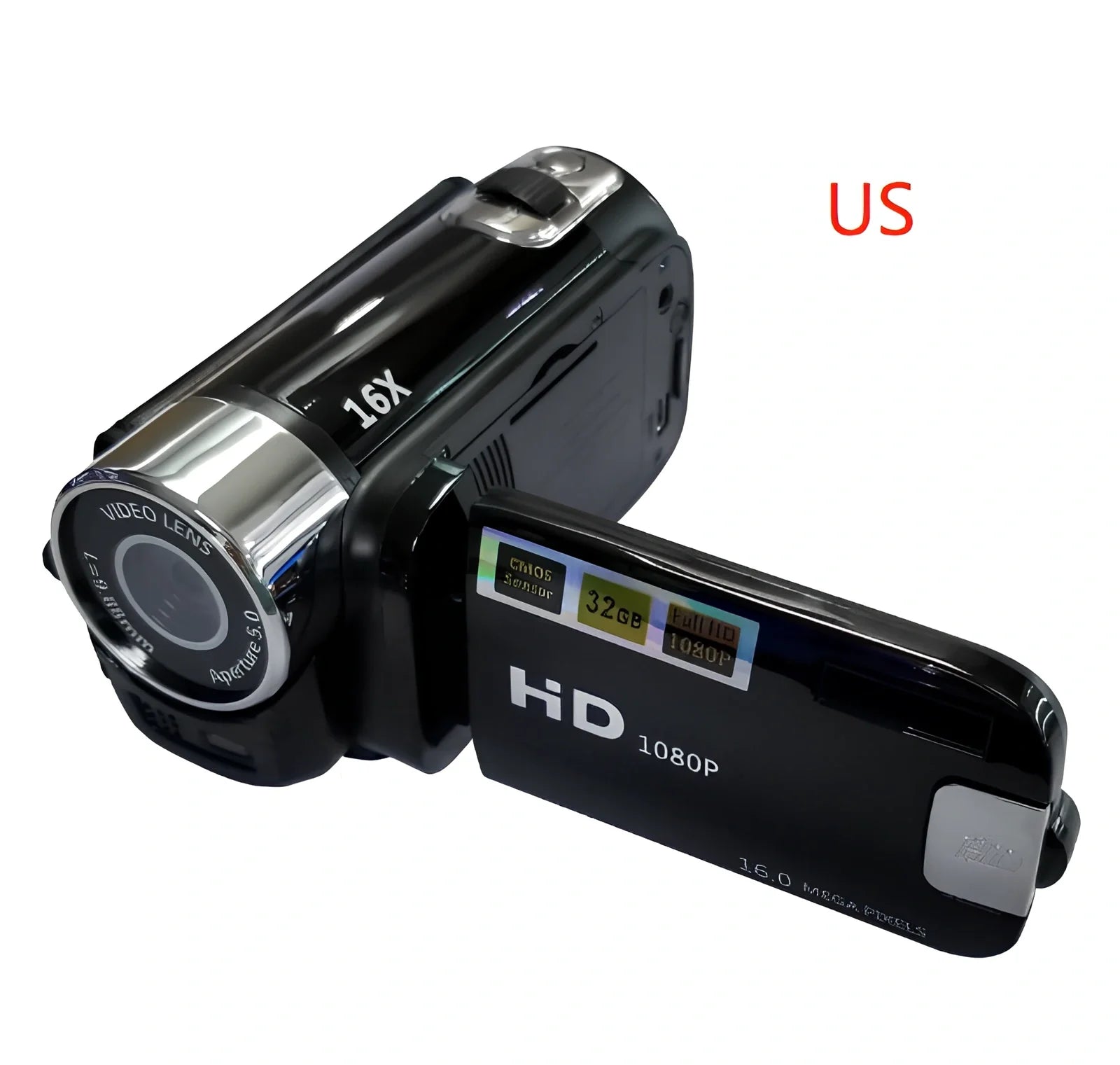 16 million pixel HD digital camera with 2.7-inch LCD screen showing image preview